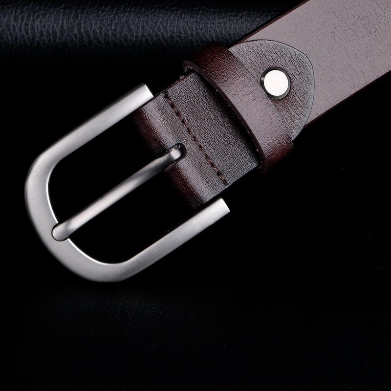 WHIPPY Women Leather Belt for Jeans Pants Dresses Coffee Ladies Waist Belt With Pin Buckle (Suit Pant Size 24-30 Inches, 02-Coffee) - Image 2